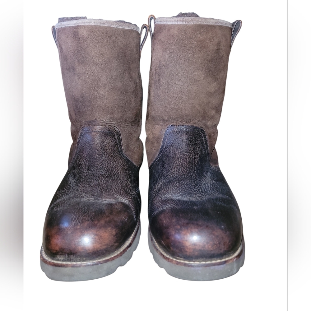 UGG Australia 3250 Mens 14 Leather Suede Sheepskin Vibram Winter Pull On Boots
